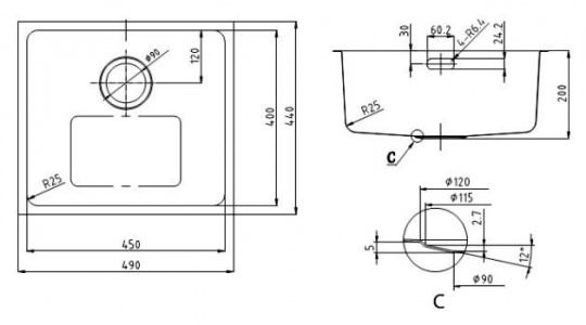  Omoikiri Tadzava 49-U/I IN нерж.сталь