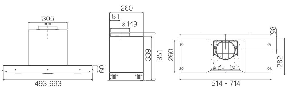 Встраиваемая вытяжка Elica HIDDEN ADV PLUS @ BLGL/A/52