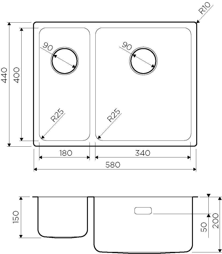  Omoikiri Tadzava 58-2-U/IF-IN-R нерж.сталь