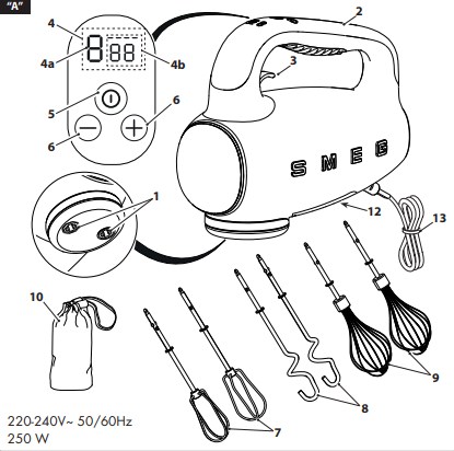 Ручной миксер Smeg HMF01RDEU