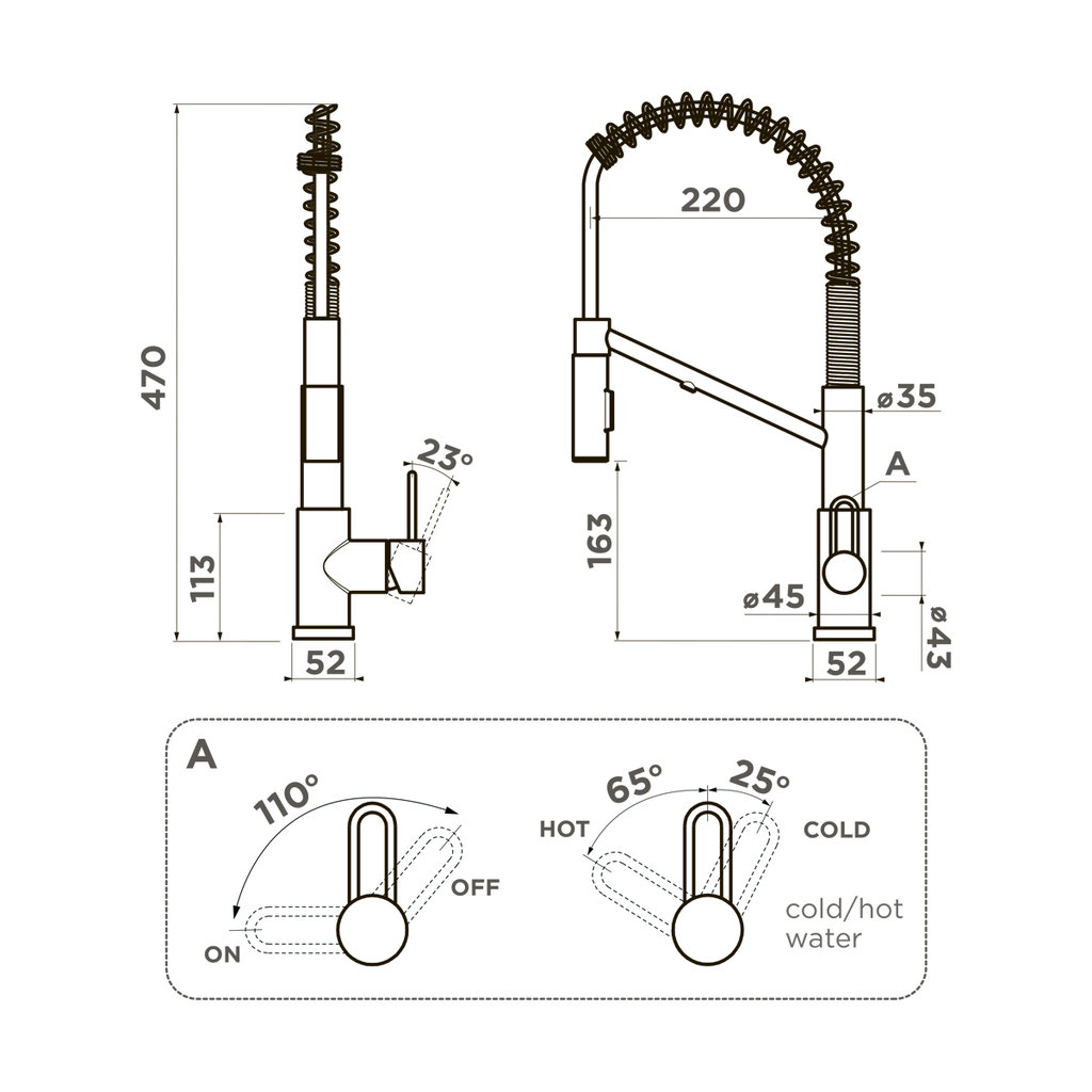 Смеситель для кухни 4-в-1 Omoikiri Mikawa 2 Plus-SB C хром