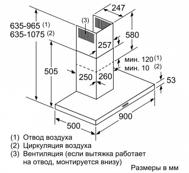 Вытяжка для настенного монтажа BOSCH DWB97FM50