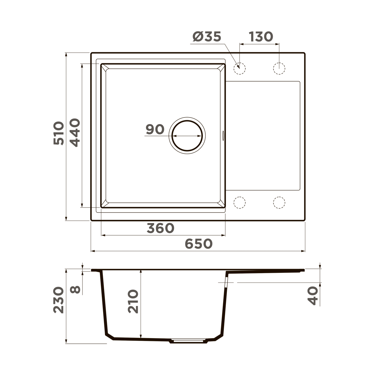  Omoikiri Daisen 65T SA Tetogranit бежевый
