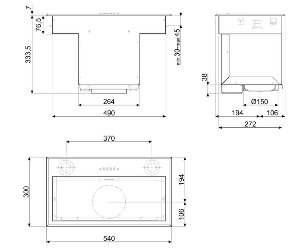 Встраиваемая вытяжка Smeg KSEG58PXE