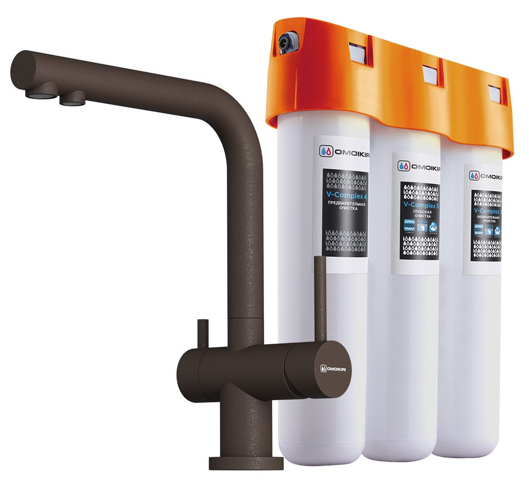 Комплект Omoikiri. Смеситель Nagano ES-P espresso + Фильтр Pure Drop Lite