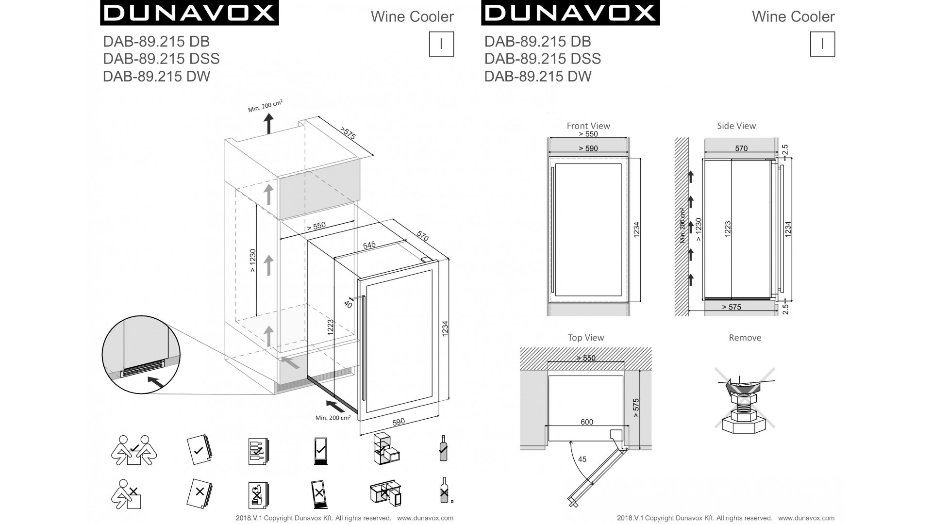 Винный шкаф Dunavox DAB-89.215DW