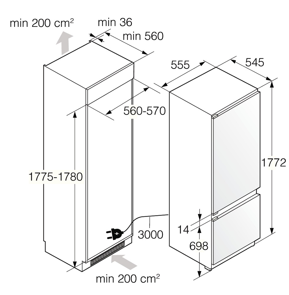 Встраиваемый комбинированный холодильник Asko RFN31842I