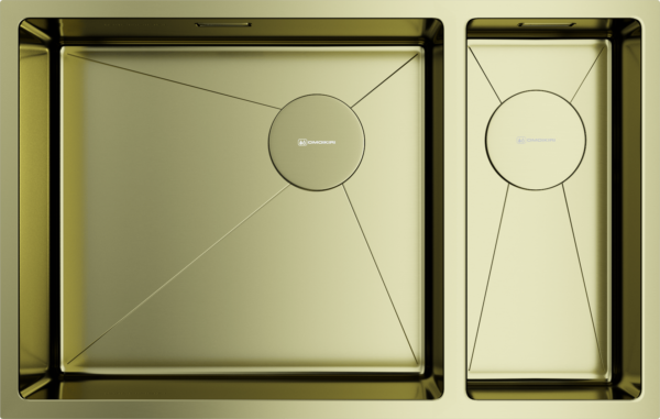  Omoikiri Taki 69-2-U/IF Side LG-L светлое золото, чаша слева