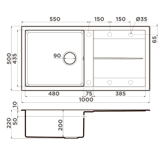  Omoikiri Sumi 100A GB графит