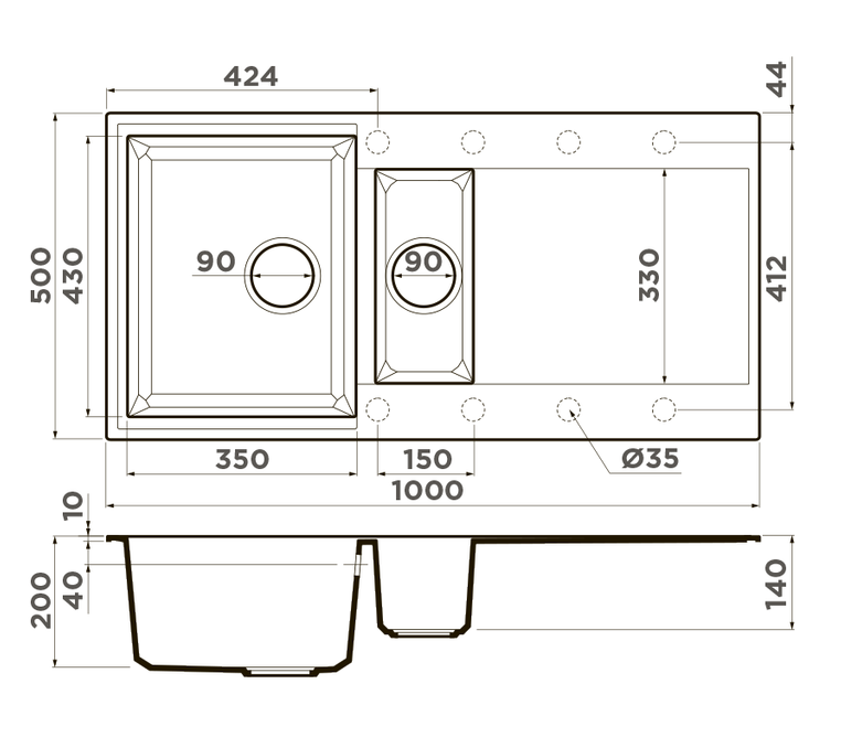  Omoikiri Sakaime 100-2 PL платина