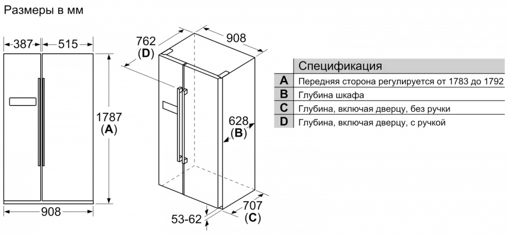 Холодильник Side-by-Side BOSCH KAN93VL30R