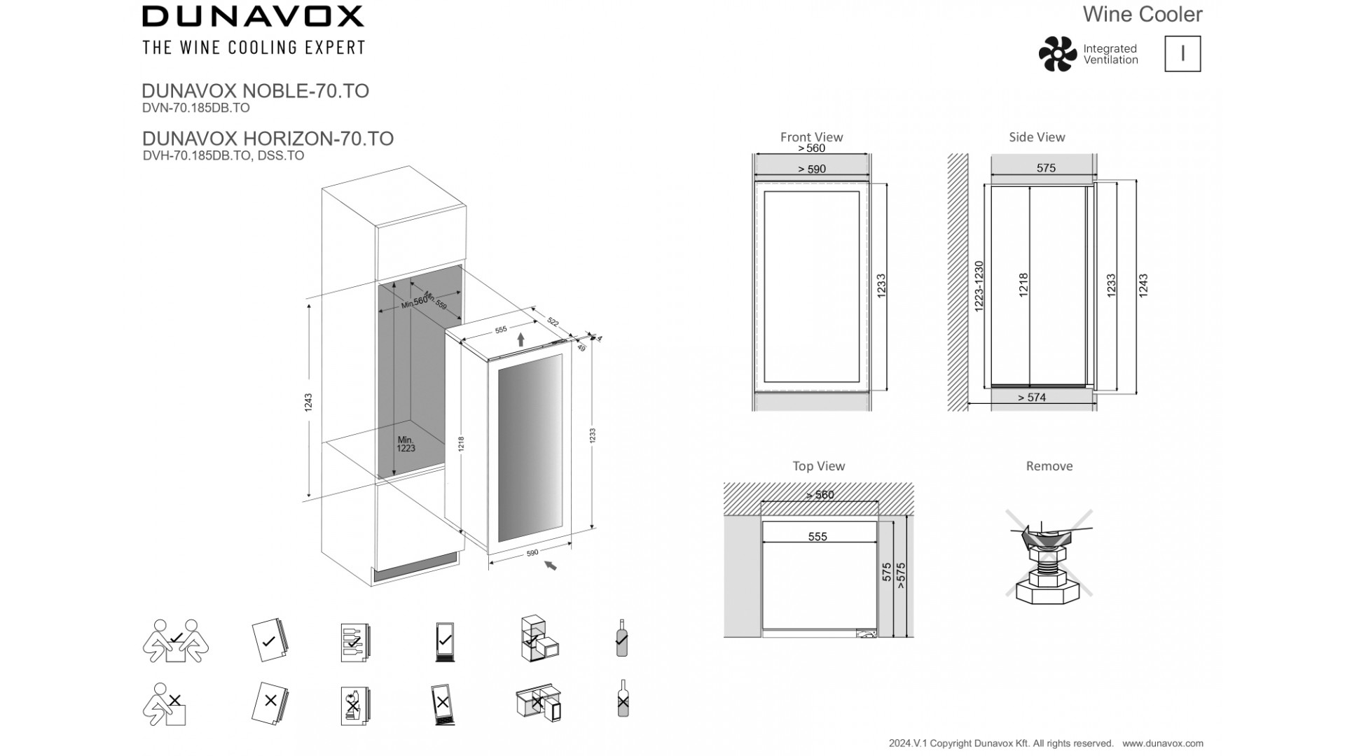 Винный шкаф Dunavox DVH-70.185DMB.TO