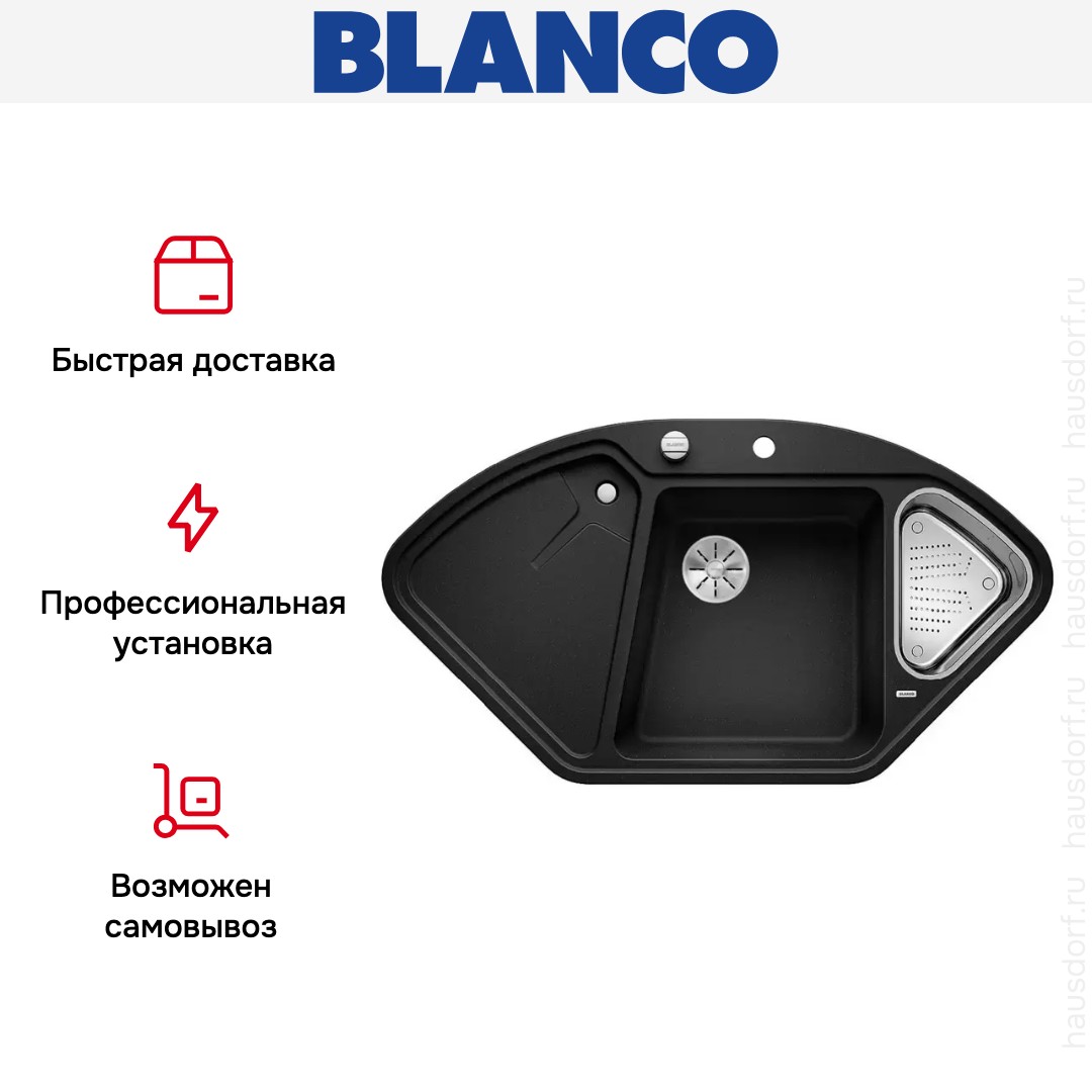 Мойка Blanco DELTA II-F SILGRANIT клапан-автомат InFino® антрацит