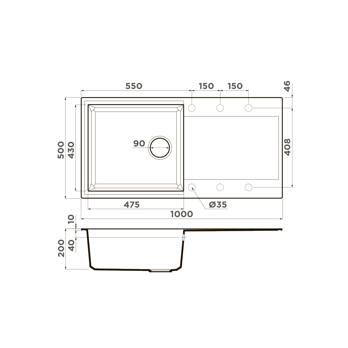  Omoikiri Sakaime 100-WH Tetogranit белый