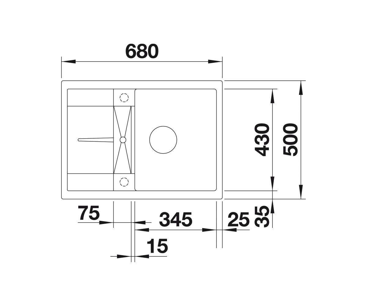  Blanco Metra 45 S Compact черный, клапан-автомат