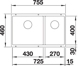  Blanco SUBLINE 430/270-U с отводной арматурой InFino® белый