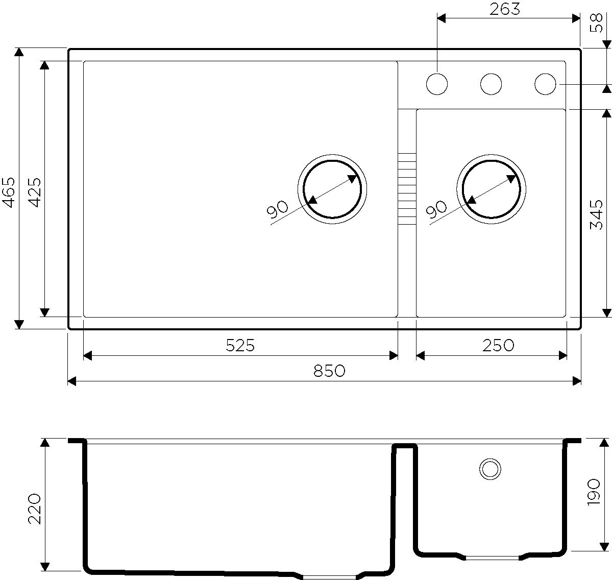  Omoikiri Tedori 85-2-U-WH белый