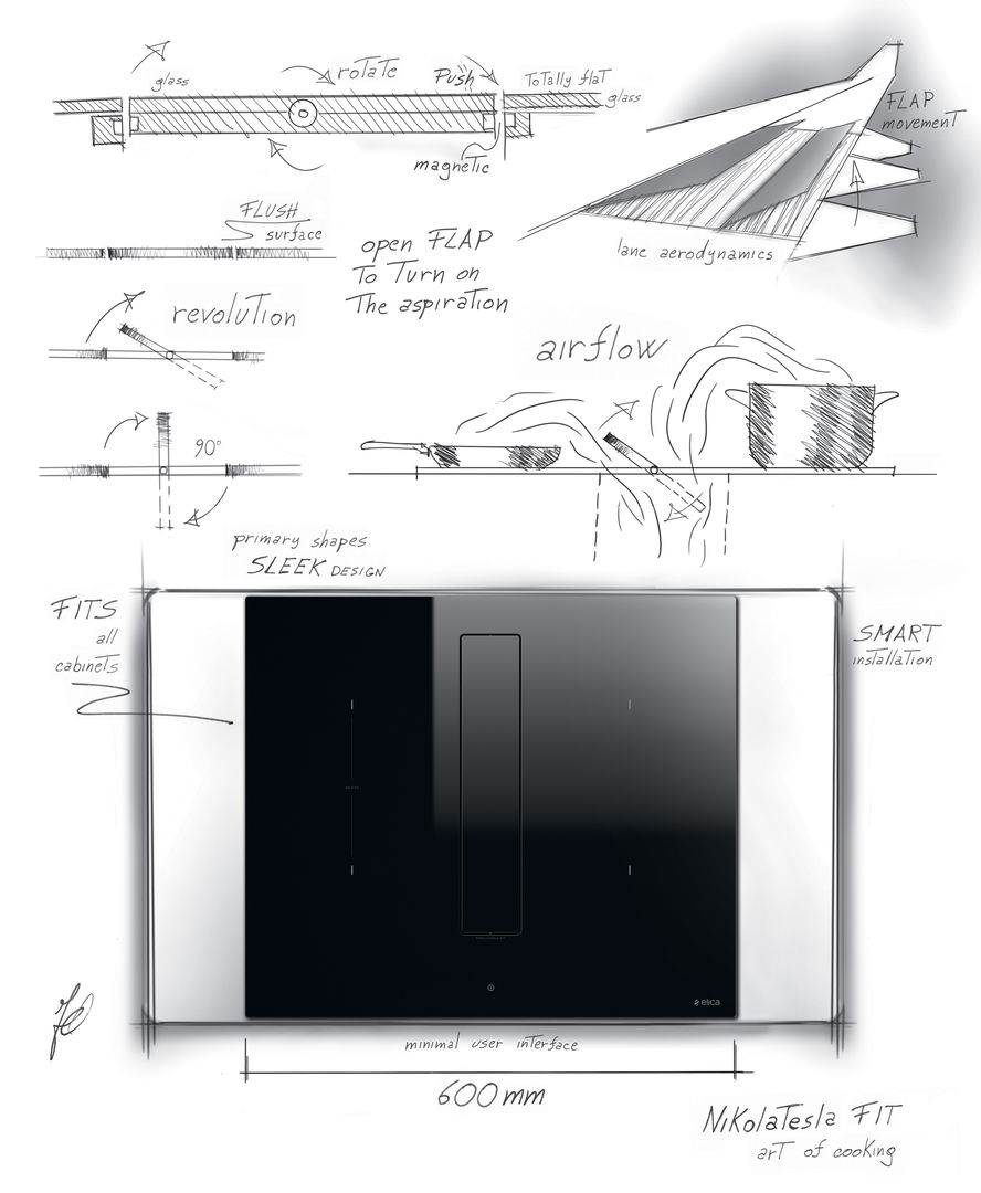 Варочная панель с вытяжкой Elica NIKOLATESLA FIT BL/A/72