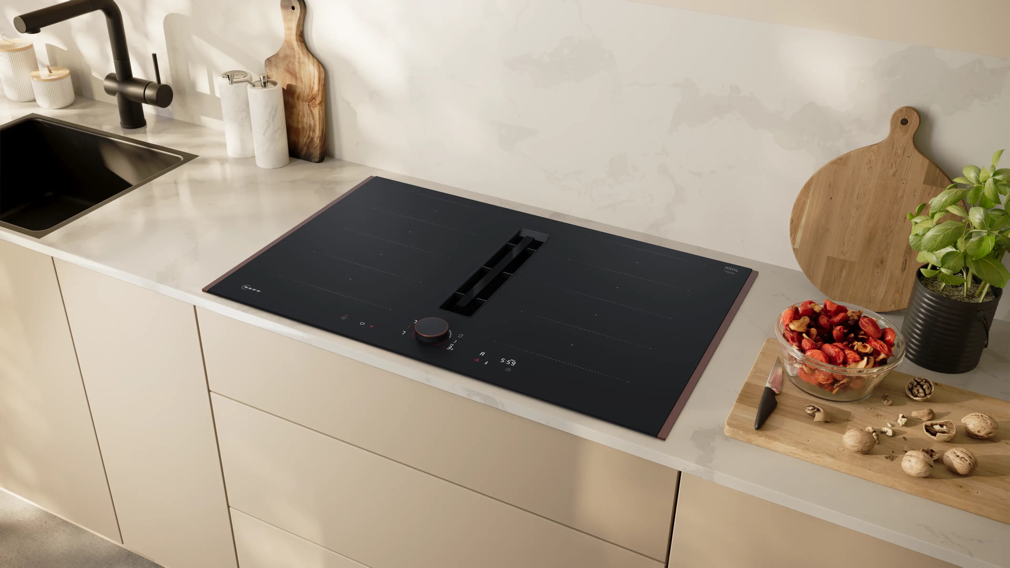 Встраиваемая индукционная варочная панель с вытяжкой Neff V68YYX4B0