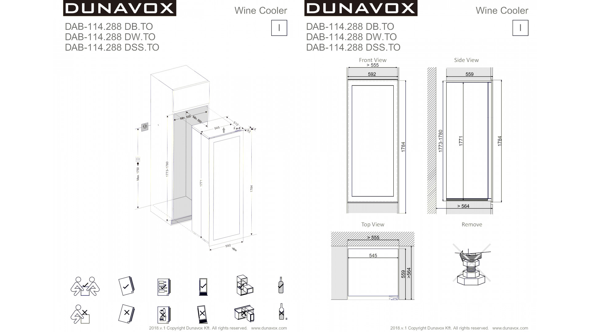 Винный шкаф Dunavox DAB-114.288DW.TO