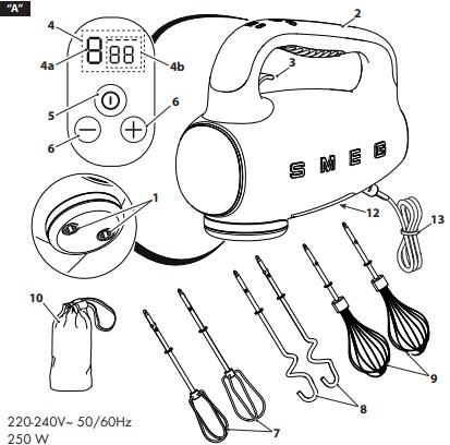 Ручной миксер Smeg HMF01PBEU