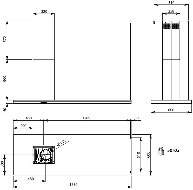  FALMEC DESIGN LUMEN ISOLA STEEL 175 DX