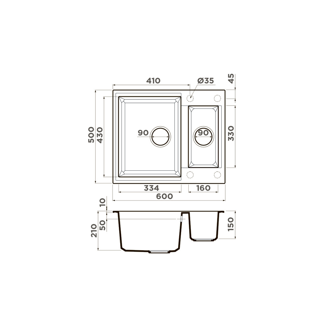  Omoikiri Sakaime 60-2-SA Tetogranit бежевый