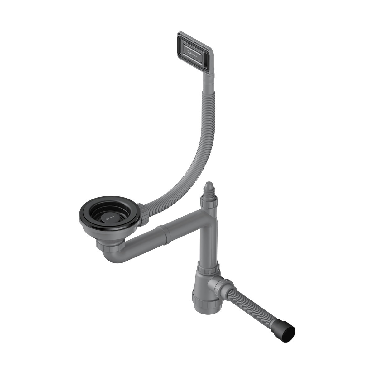 Арматура для одночашевых моек с прямоугольным переливом Omoikiri WK-1-UN GM вороненная сталь