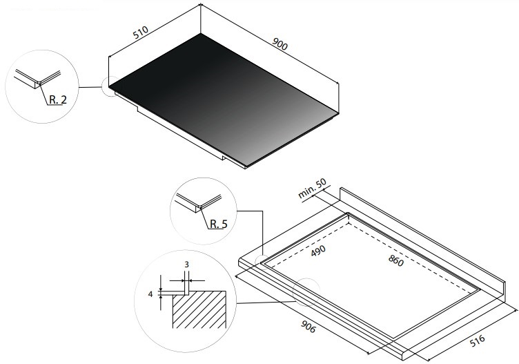  Falmec PIANO INDUZIONE (90 х 51)