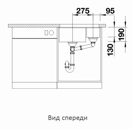  Blanco Subline 340/160-U черный чаша слева, отводная арматура InFino