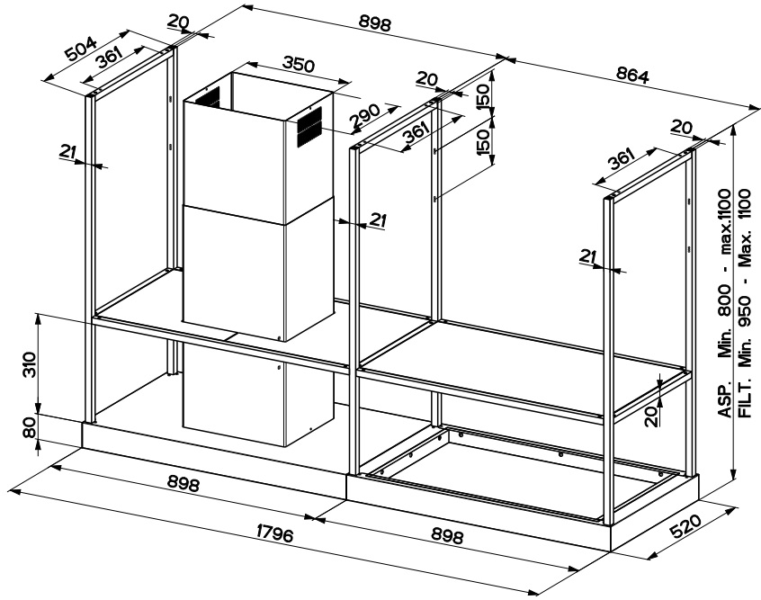  Faber T-SHELF EV8 TITANIUM MATT A180