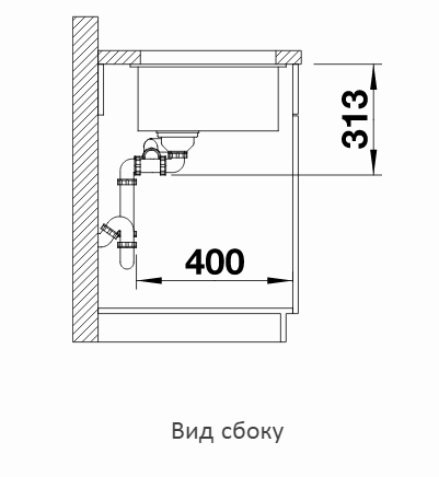  Blanco Subline 340/160-U черный чаша справа, отводная арматура InFino