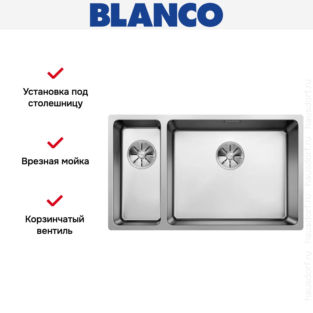  Blanco ANDANO 500/180-U, чаша справа нержавеющая сталь полированная