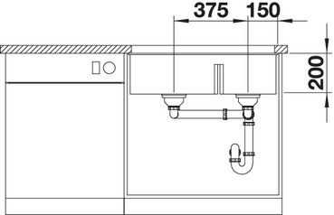  Blanco SUBLINE 430/270-U с отводной арматурой InFino® белый