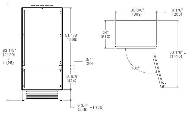 Встраиваемый холодильник Bertazzoni REF905BBRPTT