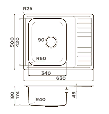  Omoikiri Sagami 63-IN нерж. сталь