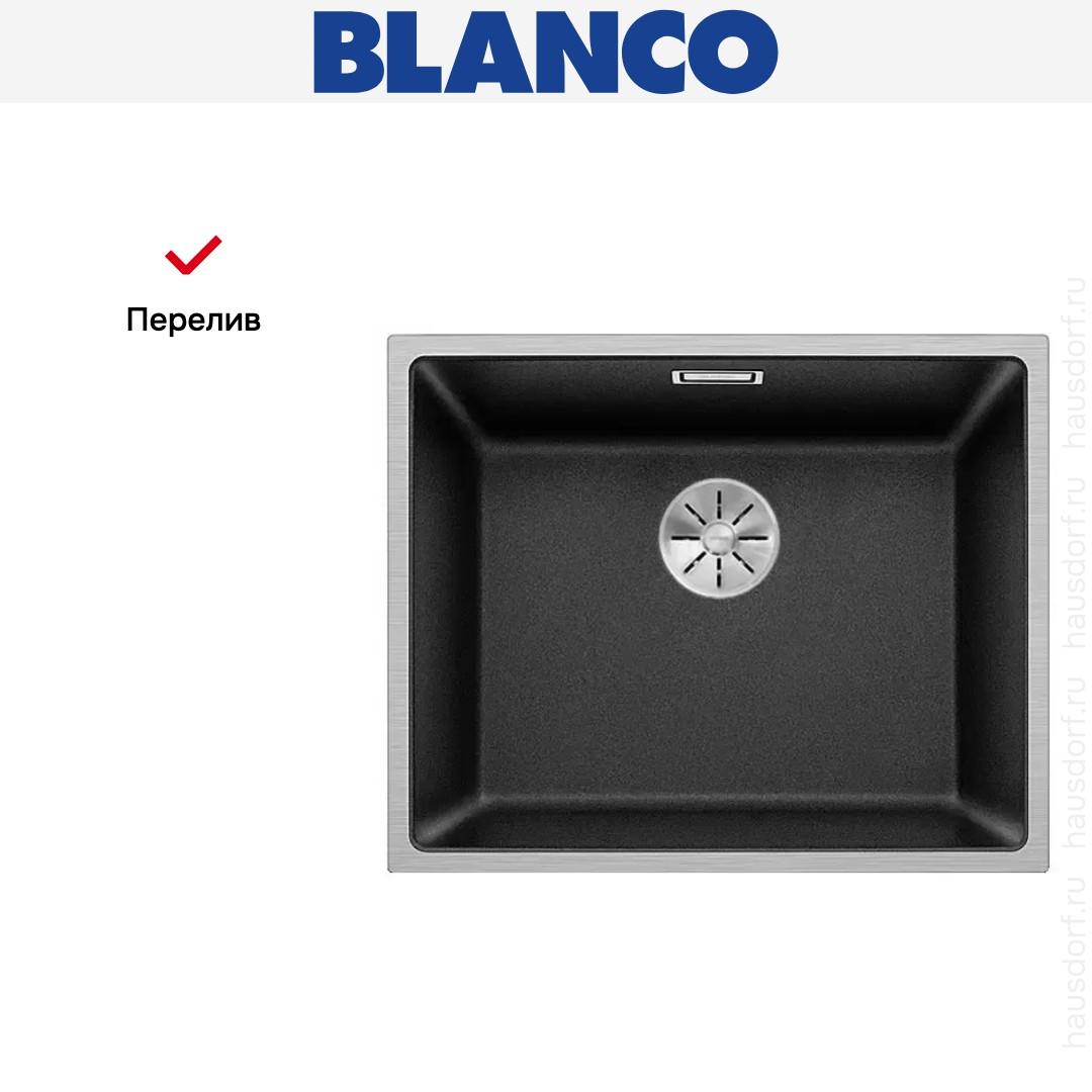 Мойка Blanco SUBLINE 500-IF отводная арматура InFino® антрацит