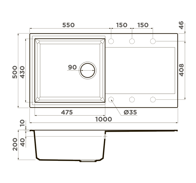 Мойка для кухни Omoikiri Sakaime 100-PL Tetogranit платина