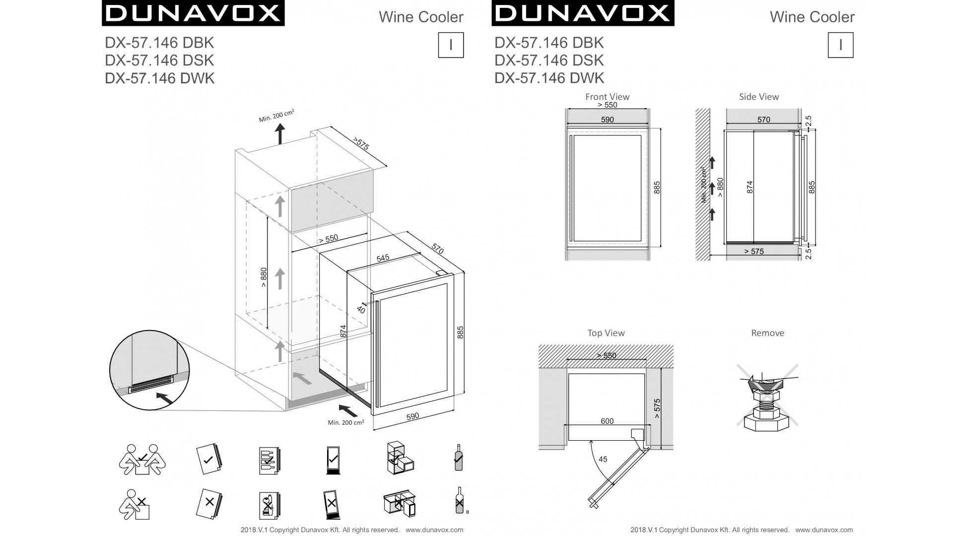 Винный шкаф Dunavox DX-57.146DWK