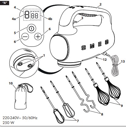 Ручной миксер Smeg HMF01PKEU