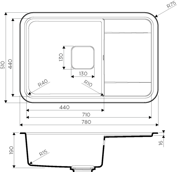  Omoikiri Tasogare 78-BL Artgranit/Черный