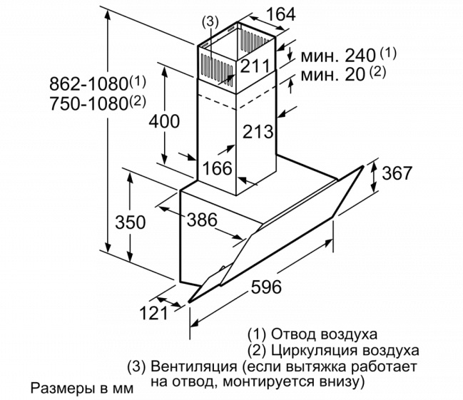 Вытяжка для настенного монтажа BOSCH DWK65AJ90R