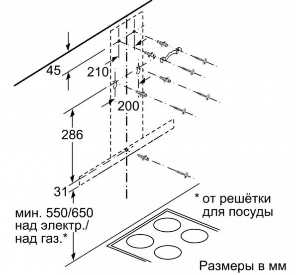 Вытяжка для настенного монтажа BOSCH DWB97FM50