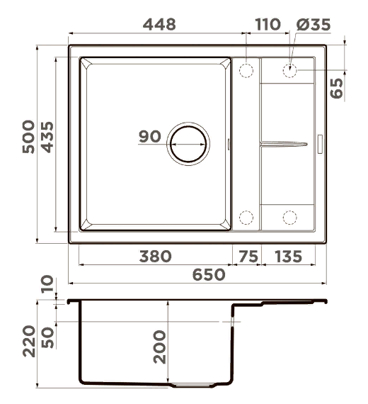  Omoikiri Sumi 65A GB графит