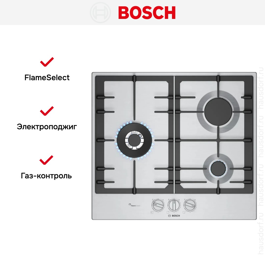 Газовая варочная панель Bosch PCC6A5I90